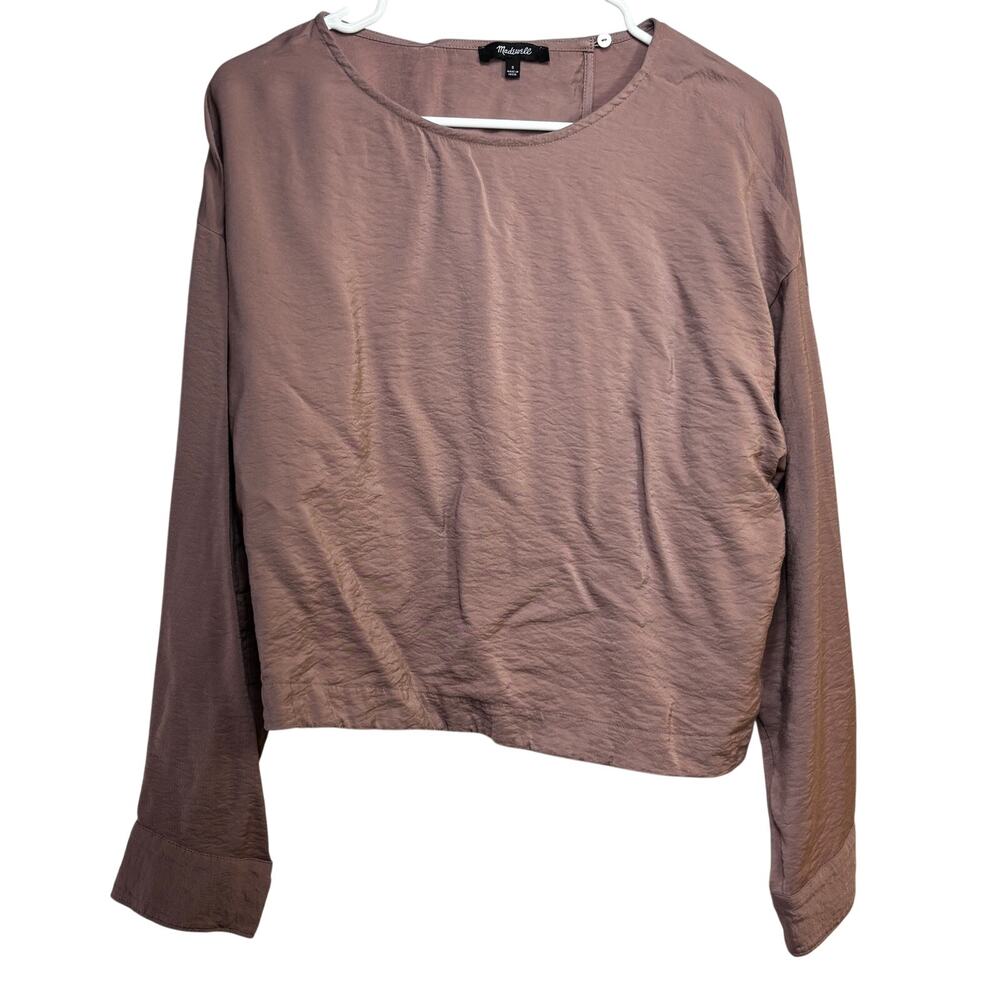 Madewell Relaxed Tulip-Back Top Blouse Evening Mauve Women Small 2-4 Long Sleeve